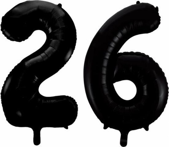 Folieballon 26 jaar zwart 86cm