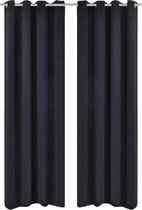 Gordijnen zwart 135x175 cm 2 stuks (Incl LW led klok) - gordijn raambekleding - gordijnen kant en klaar met haakjes ringen - Verduisterende gordijnen met ringen