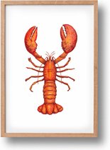 Poster kreeft - A4 - mooi dik papier - Snel verzonden! - tropisch - zeedieren - dieren in aquarel - geschilderd door Mies