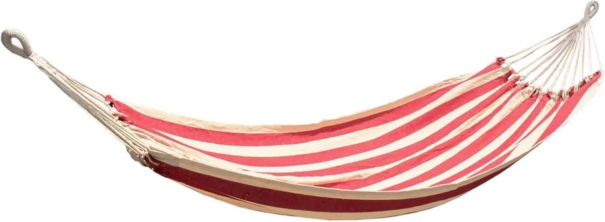 Liviza hangmat rood - wit | Katoen en polyester - inclusief bevestigingsmaterialen - hangmat bevestigingsset - hangmat met standaard 2 persoons - hangmatten