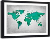 Foto in frame , wereld in Groene tinten , 120x80cm , Groen grijs , wanddecoratie , Premium print