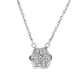 Lucardi Dames Ketting hexagon met kristal - Staal - Ketting - Cadeau - 45 cm - Goudkleurig