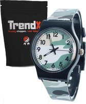 Stoer Kinderhorloge met Leger / Camouflage Print - Grijs