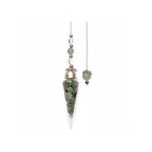 PENDULUM - GLASS TEARDROP CHIPS STONES - GREEN AVENTURINE