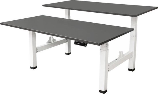 IVOL Elektrisch verstelbaar duo bureau 140x80 cm Two dual motor - Wit met Antraciet