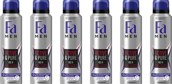 Fa Deospray Men Active Pure - 6 x 150 ml - Voordeelverpakking