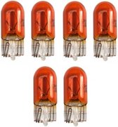 6 stuks steeklampje 5w 12 volt oranje / amber, T10, W5W