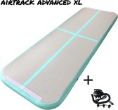AirTrack Advanced XL - Turnmat - Gymnastiek mat | 4 meter | Mintgroen | Voor binnen en buiten | Waterproof | Opvouwbaar | Gratis elektrische pomp, draagtas en toolkit