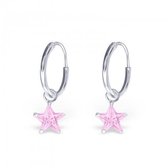 Aramat jewels ® - 925 sterling zilveren kinder oorringen met hanger zirkonia roze
