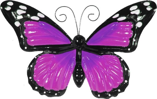 Wanddecoratie - 3D metaal vlinder paars - 3D art - voor huis en tuin |  bol.com