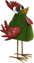 Tuinbeeld - beeld - metalen kip - 32 cm hoog - voor huis en tuin