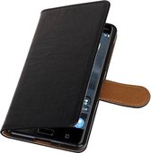 Wicked Narwal | Echt leder bookstyle / book case/ wallet case Hoes voor Nokia 7 Zwart