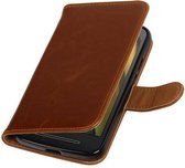 Wicked Narwal | Premium TPU PU Leder bookstyle / book case/ wallet case voor Motorola Moto E3 (3nd Gen) Bruin