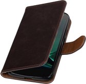 Wicked Narwal | Premium TPU PU Leder bookstyle / book case/ wallet case voor Motorola Moto G4 Play Mocca