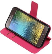 Wicked Narwal | Cross Pattern TPU bookstyle / book case/ wallet case voor Samsung Galaxy E5 Roze