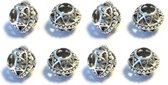 8 Stuks Filigraan Metalen Kralen - 11,5x9mm - Zilverkleurig