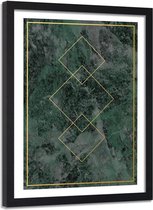 Foto in frame , Gouden vierkanten  2 , 80x120cm , groen geel , wanddecoratie