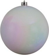 1x Grote parelmoer witte kunststof kerstballen van 20 cm - glans - parelmoer witte kerstballen - Kerstversiering