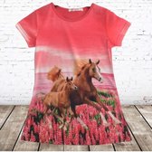 S&C Zalmroze meisjes t shirt met paarden print - 110/116