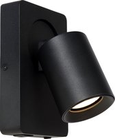 Lucide NIGEL - Wandspot - LED Dimb. - GU10 - 1x5W 3000K - Met USB oplaadpunt - Zwart