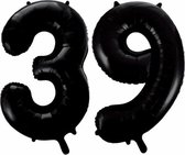 Folieballon 39 jaar zwart 41cm