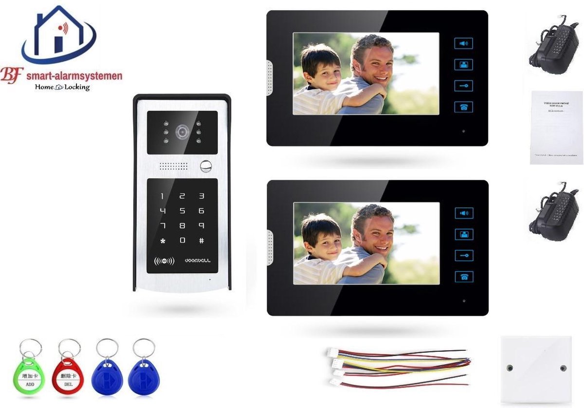 Home-Locking videofoon met 2 binnen panelen.DT-2203-1-2