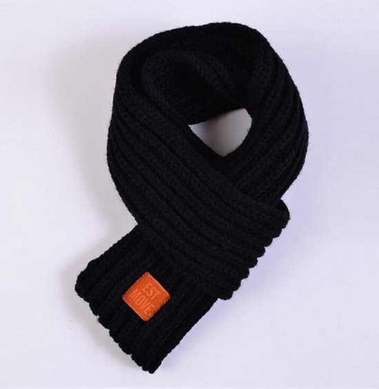 Warme Gebreide sjaal van 100% Katoen Winter/herfst Kinderen Baby/Jongens/Meisjes Kleur: Zwart