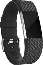 Fitbit Charge 2 diamant silicone band - zwart - Maat S