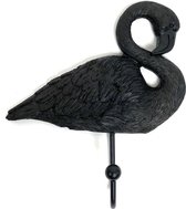 Wandhaak Flamingo - zwart - 15 x 14 cm - woonaccessoires - decoratie - halaccessoires