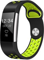 Siliconen Smartwatch bandje - Geschikt voor  Fitbit Charge 2 sport band - zwart/geel - Maat: S - Horlogeband / Polsband / Armband