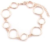 Armband Dames - Cirkels - Lengte Verstelbaar 17-22 cm - Roségoudkleurig