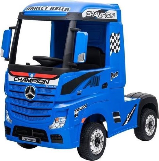 Conventie Wig afbreken Elektrische Kinder vrachtwagen Mercedes Actross Truck 4x4 Blauw 24V Met...  | bol.com