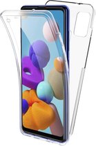 Hoesje geschikt voor Samsung Galaxy A21s - Transparant 360 Case + Screenprotector