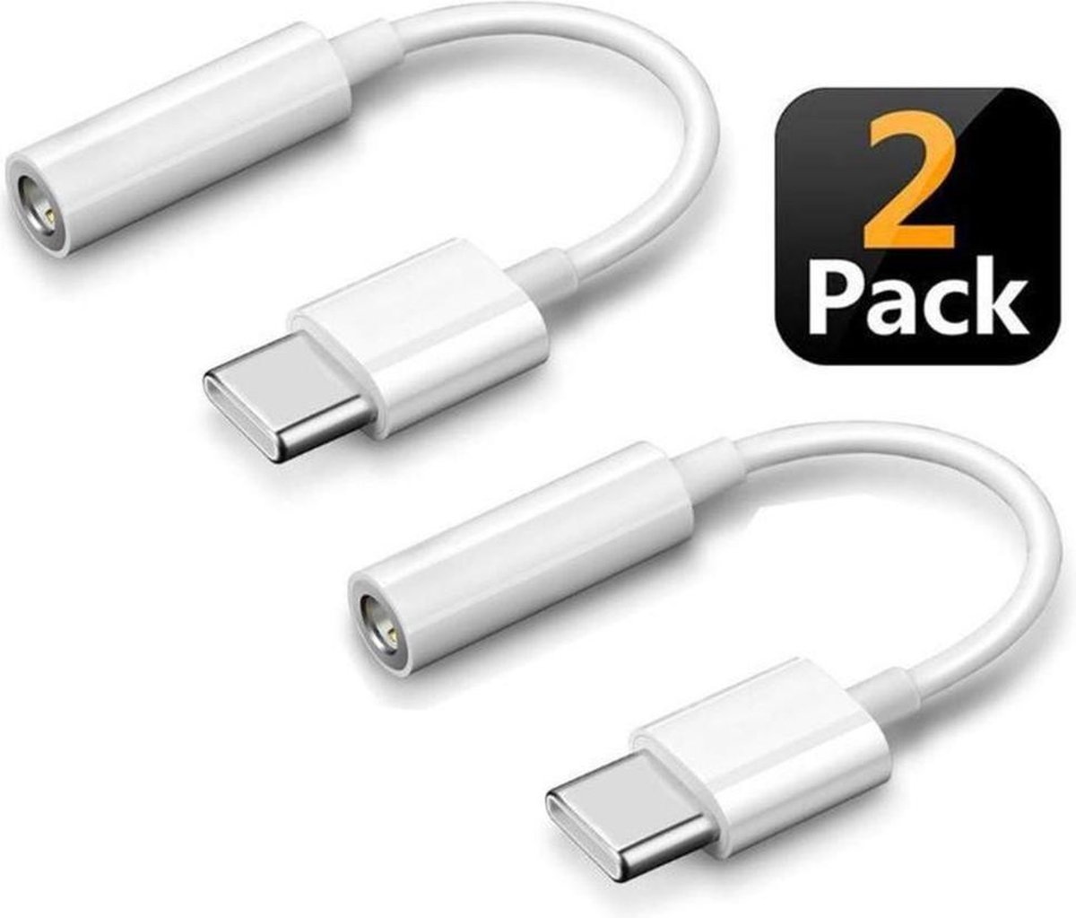 UsbC naar Jack 3.5mm (Aux) Adapter 2 Pack TypeC to Aux