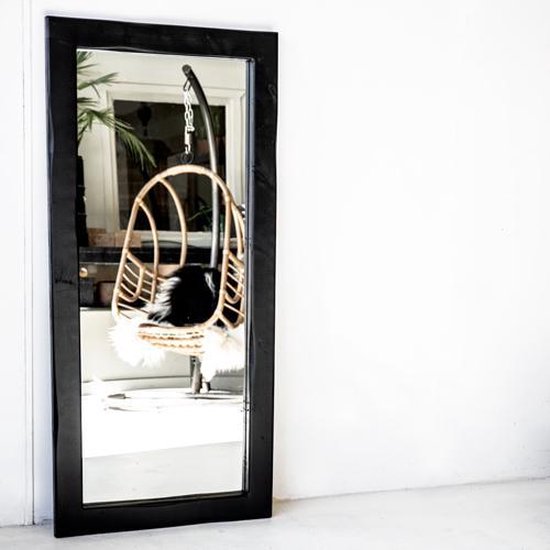 - Exclusives - spiegel houten lijst zwart - 160x75 - spiegels - staand en ophangbaar - Merkloos