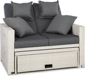 blumfeldt Comfortzone rotan loungebed tweezits incl. klaptafel , Stalen buizenframe met polyrotan bedekking , Uittrekbaar voeteinde en klapbare rugleuning
