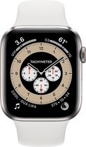 Apple Watch Series 6 Edition GPS + Cellular, 44mm Kast van Titanium, wit sportbandje.