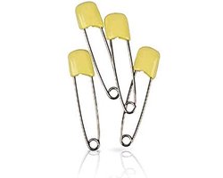 4 veiligheidsspelden met beschermkap - pastel geel - 5,4 cm - baby safety pins