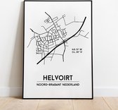 Helvoirt city poster, A3 (30x40 cm) met lijst, plattegrond poster, woonplaatsposter, woonposter