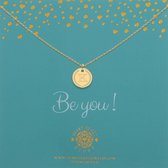 Heart to Get| Goudkleurige Ketting | Initalen coin 11 mm met letter  K | Letter ketting | Initialen ketting | Coin met initiaal en krans