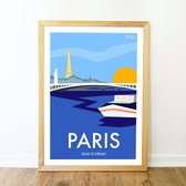 Poster Parijs met Seine en Eiffeltoren - Wanddecoratie - Hoogwaardig papier - Ecologische inkt - Muurdecoratie -