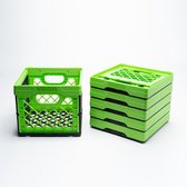 Tontarelli vouwkrat - 6 stuks - vierkant - groen/zwart - 25 liter