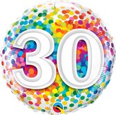 Folie cadeau sturen helium gevulde ballon 30 jaar confetti 45 cm - Folieballon verjaardag versturen/verzenden