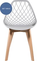 8 stuks QUVIO stoel Enzo van kunststof en hout / Eetkamerstoelen / Woonkamerstoelen / Stoel  / Zetels / Keukenstoelen / Stoel / Fauteuils - Grijs