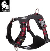 Treulove honden tuig - Honden harnas - Tuigje - Harnas - Zwart rood - Reflecterend - S