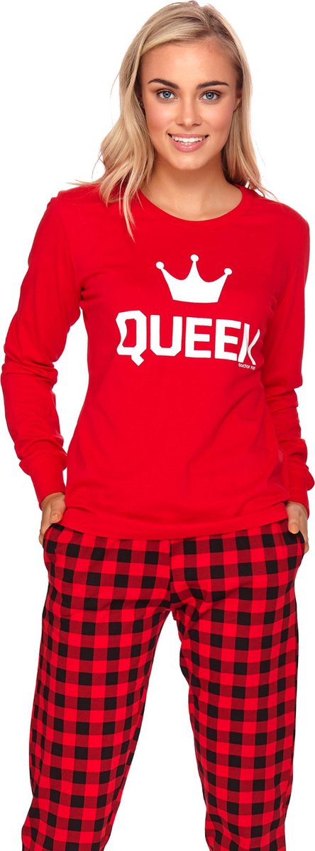Doctor Nap Dames Pyjama Lange Mouw Lange Broek Winter Kerst Matching Gezin Familie Queen Rood PB.9748