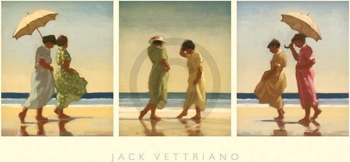 PGM Kunstdruk Jack Vettriano - Summer Days Triptychon 70x36cm Divers