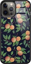 iPhone 12 Pro Max hoesje glass - Fruit / Sinaasappel | Apple iPhone 12 Pro Max  case | Hardcase backcover zwart