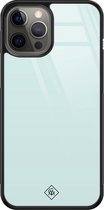 iPhone 12 Pro Max hoesje glass - Pastel blauw | Apple iPhone 12 Pro Max  case | Hardcase backcover zwart