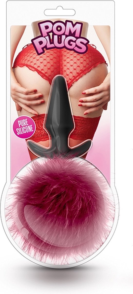 Goedkoopste Blush - Pom plug anaalplug met konijnenstaartje - Rood